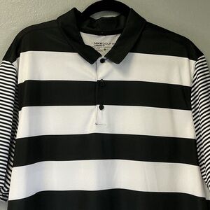 Nike Black and White Striped Polo Shirt